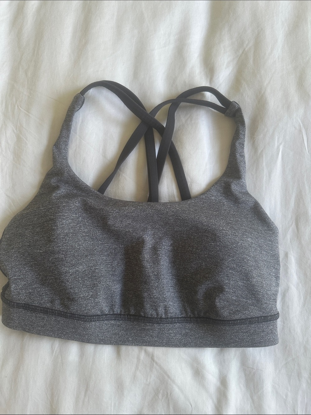 lululemon athletica Gray Strappy Sports Bra with Crisscross Back